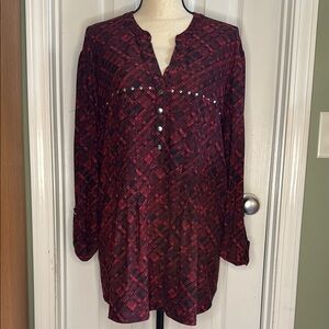 Elegant Red and Black Women's Top